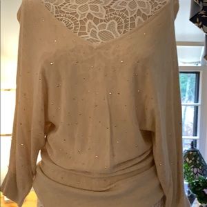 COPY - White House Black Market Cream Gold Beaded Sweater